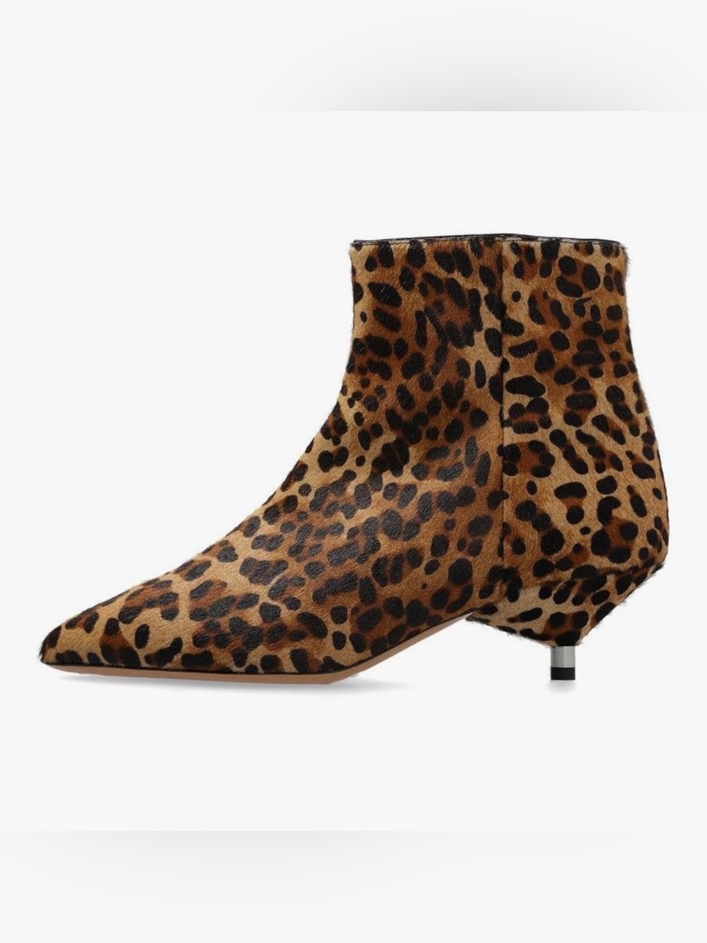 Leopard Print Pointed Toe Kitten Heel Ankle Boot size 7